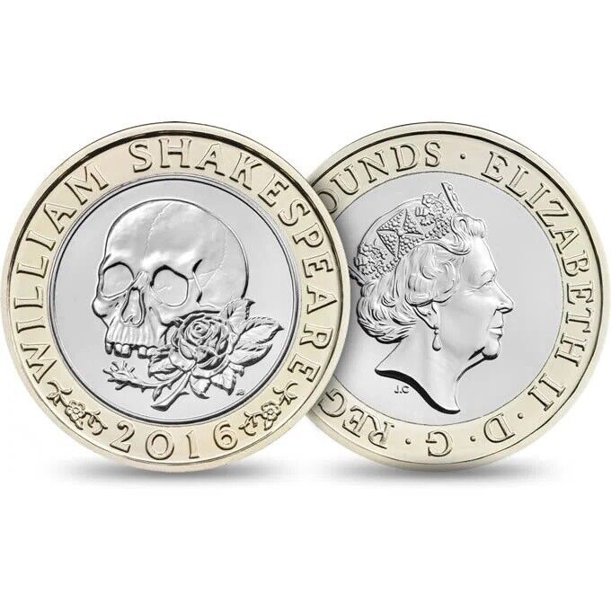 How much is the 2016 William Shakespeare Skull and Rose £2 Worth? Is it rare?
