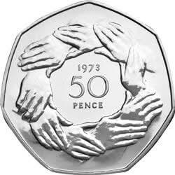 50p 1973 EEC Clasped Hands 50p Circulated Coin - Copes Coins