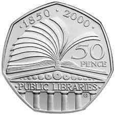 50p 2000 Public Libraries Act 50p Circulated Coin - Copes Coins