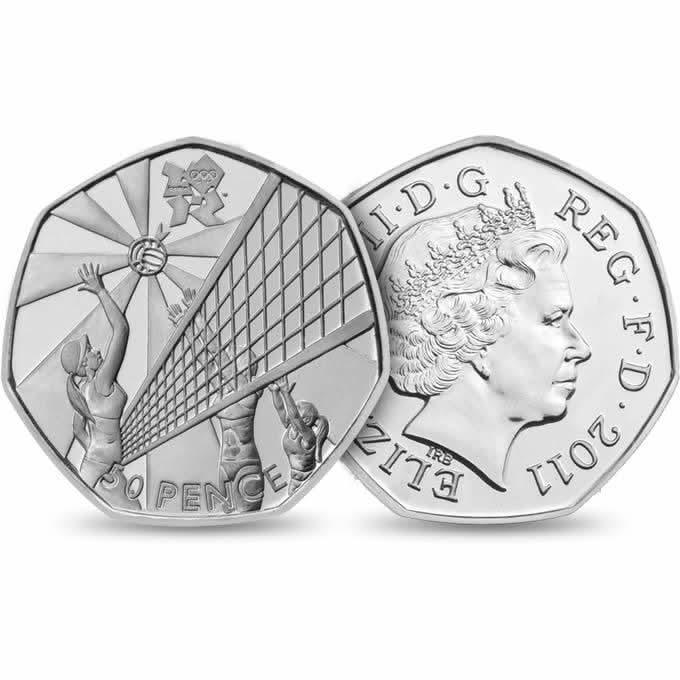 50p 2011 Olympics Volleyball 50p Circulated Coin - Copes Coins