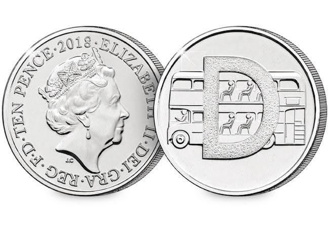 10p 2018 D Double Decker Bus A-Z 10p Circulated Coin - Copes Coins