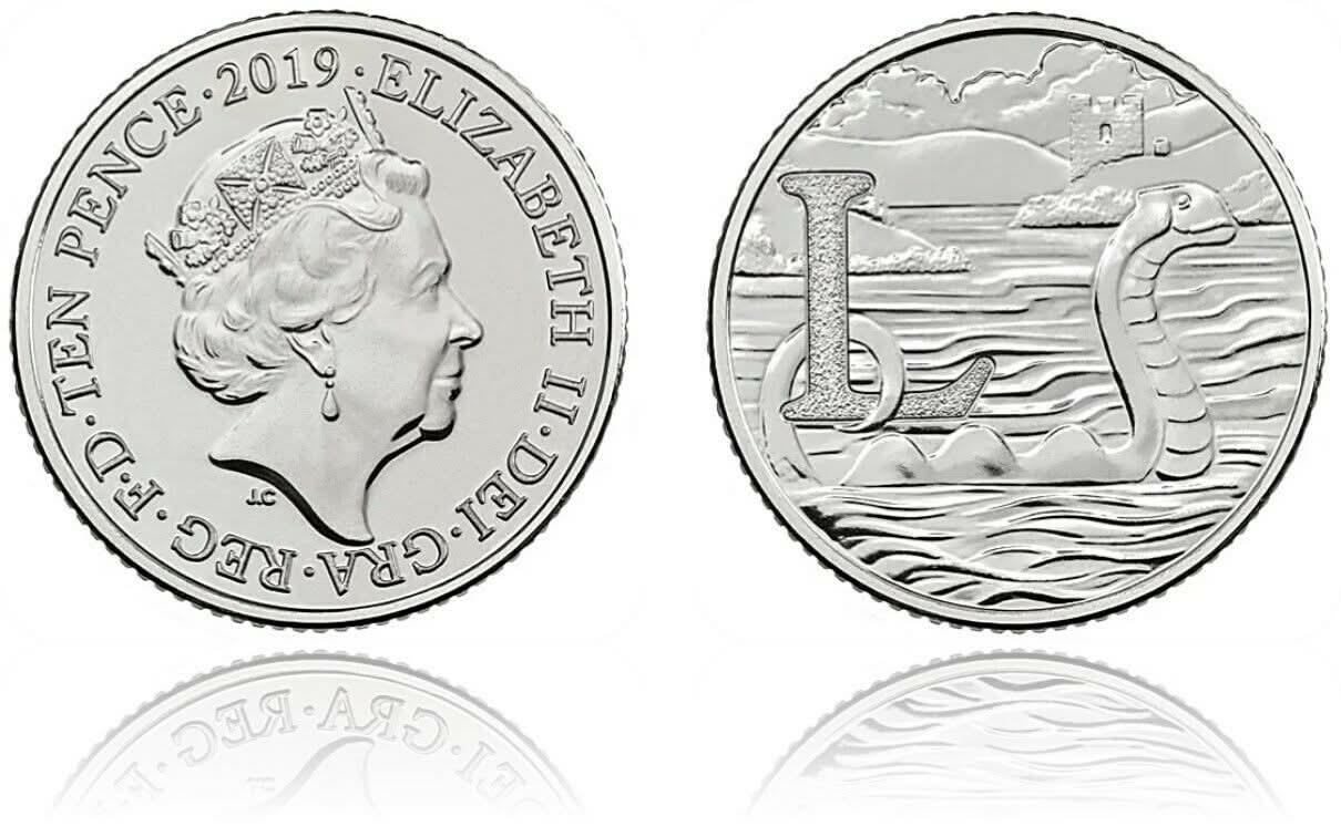 10p 2019 L Loch Ness Monster A-Z 10p Circulated Coin - Copes Coins